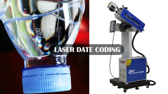 Codificação de Data de Validade Impressão de Número Marcação de Número Laser CO2 Máquina Voadora para Garrafa de Água Plástica Cosméticos Farmacêuticos Alimentos PE Numeração PP Marcador de Cabo